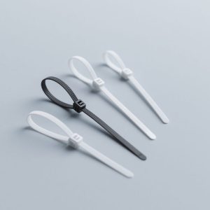 Plastic nylon cable ties with locking heads in black and white